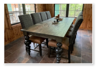 Custom built dining table in the Massive Modern Ashley style built by Cattle Bend Woodworks.
