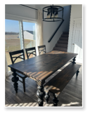 Custom built dining table in the Massive Modern Ashley style built by Cattle Bend Woodworks.