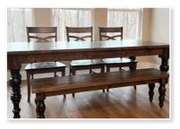 Custom built dining table in the Modern Farmhouse style built by Cattle Bend Woodworks.