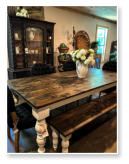 Custom built dining table in the Modern Farmhouse style built by Cattle Bend Woodworks.