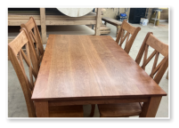 Custom built dining table in the Shaker Style built by Cattle Bend Woodworks.