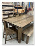 Custom built dining table in the Shaker Style built by Cattle Bend Woodworks.
