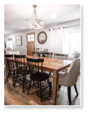 Custom built dining table in the Shaker Style built by Cattle Bend Woodworks.