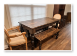 Custom built dining table in the Modern Farmhouse style built by Cattle Bend Woodworks.