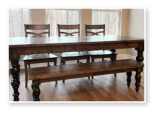Custom built dining table in the Modern Farmhouse style built by Cattle Bend Woodworks.