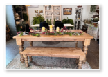 Custom built dining table in the Classic Farmhouse style built by Cattle Bend Woodworks.
