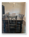 Custom built dining table in the Classic Farmhouse style built by Cattle Bend Woodworks.