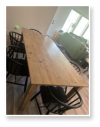 Custom built dining table in the Shaker Style built by Cattle Bend Woodworks.