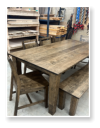 Custom built dining table in the Shaker Style built by Cattle Bend Woodworks.