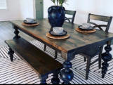 Custom built dining room table by Cattle Bend Woodworks.