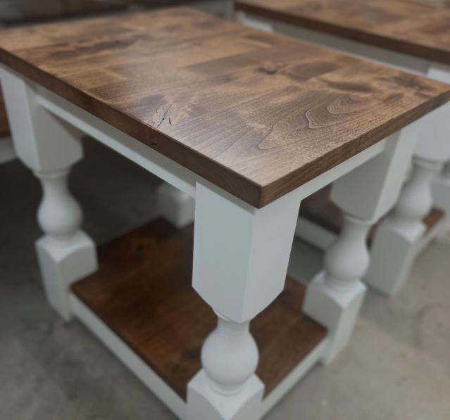 Custom built end tables that match a coffee table we designed and built